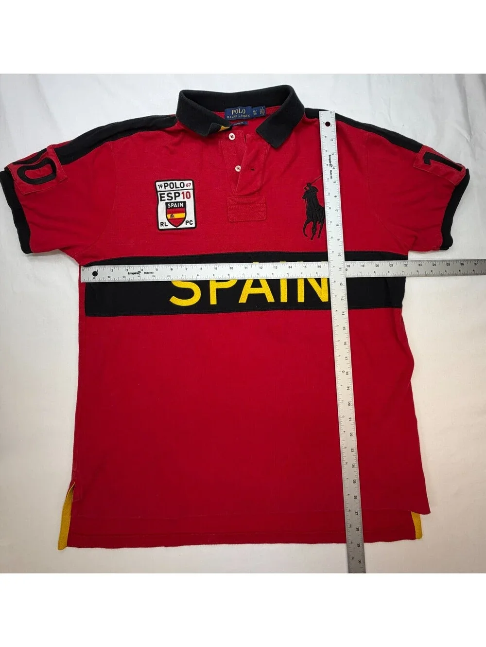 Ralph Lauren Men's Polo Shirt ESP #10 Spain Embroidered Custom Fit XL Red